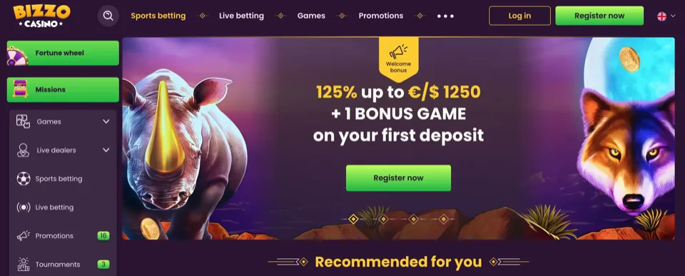 Bizzo Casino website preview