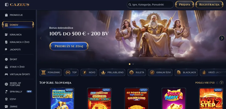 Cazeus Casino website preview