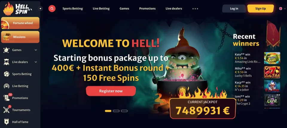 Hellspin Casino website preview